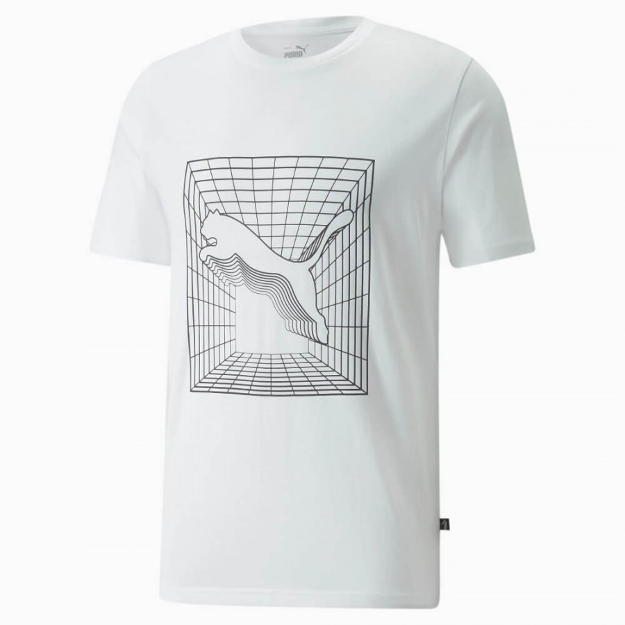 Футболка спортивна чоловіча Puma Cat Graphic Tee 848563 02 (біла, бавовна 100%, повсякденна, бренд пума)