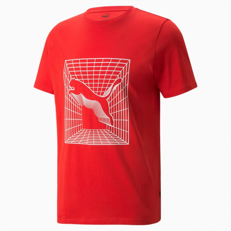 Футболка спортивна чоловіча Puma Cat Graphic Tee 848563 11 (червона, бавовна 100%, повсякденна, бренд пума)