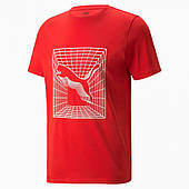 Футболка спортивна чоловіча Puma Cat Graphic Tee 848563 11 (червона, бавовна 100%, повсякденна, бренд пума)