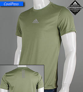 Футболка Coolpass Adidas 3 stripes 5440м (Уп.4шт M-XXL), Оливковий