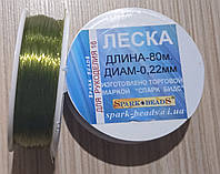 Мононитка (волосінь), зелена, 80 м, 0,22 мм