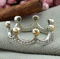 Кольцо серебряное женское с золотом Корона БС8231 вставка белые фианиты размер 17.5