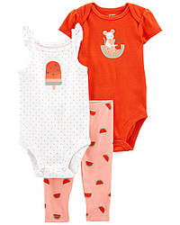 Комплект трикотажний для новонароджених дівчаток - 2 боді та штанці - Кавунчик Картерс