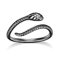 Серебряное кольцо "Черная змея"