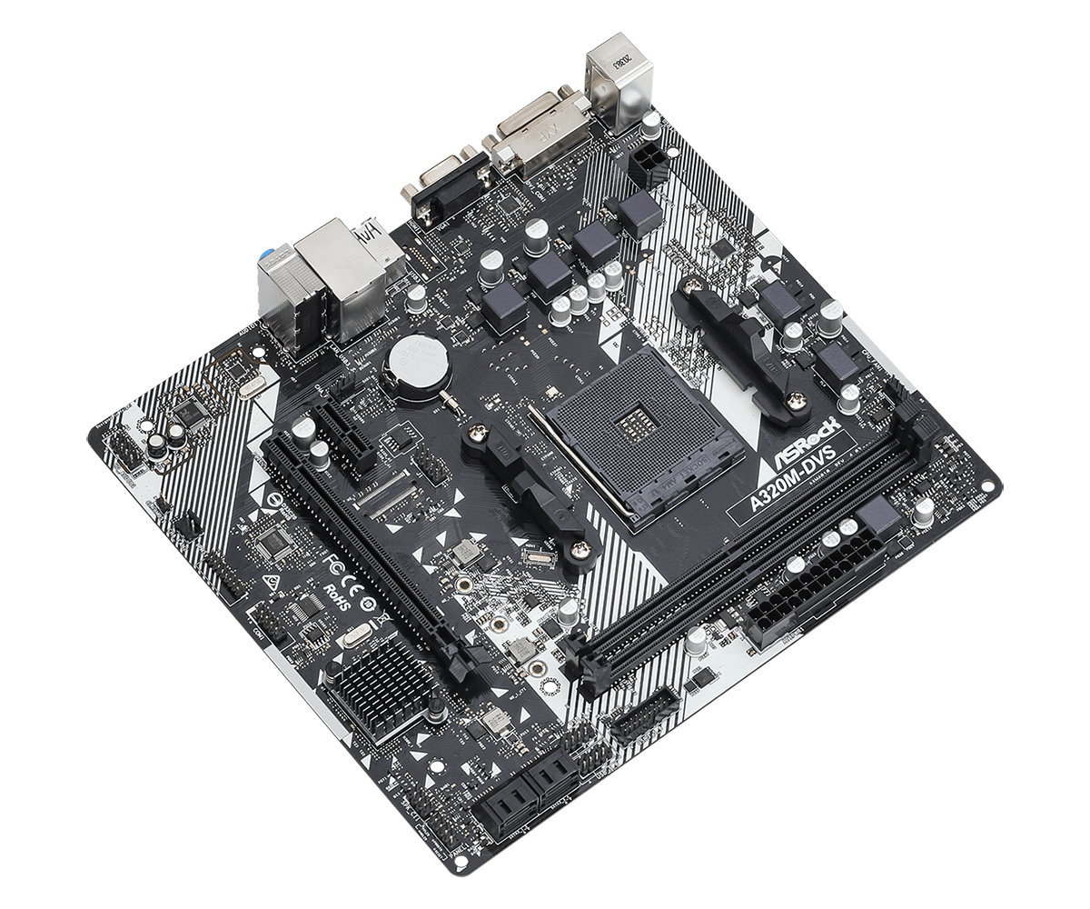 Материнська плата sAM4 AMD A320 2*DDR4 ASRock A320M-DVS R4.0 mATX бу