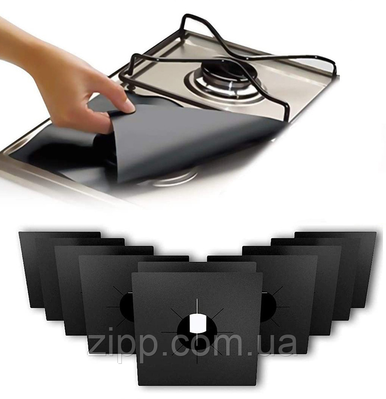 Комплект тефлонових накладок для газової плити з антипригарним покриттям (пачка 10 шт), фото 1