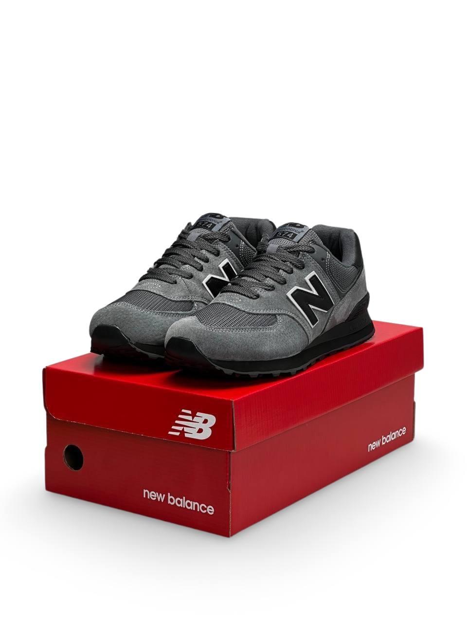 Чоловічі кросівки New Balance 574 Dark Gray Black Reflective (Сірі) Взуття Нью Беланс 574 натуральна замша демісезон, фото 1