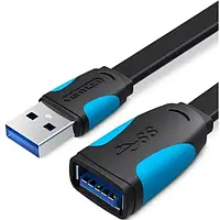 Кабельний подовжувач Vention Flat USB3.0 A (тато)  - USB3.0 A (мама) 2m Black (VAS-A13-B200)