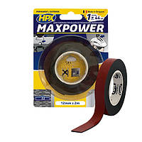 Двухсторонняя лента HPX MAXPOWER OUTDOOR, 12мм х 2м, черная