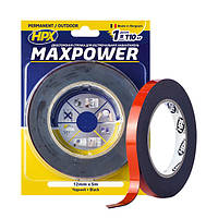 Двухсторонняя лента HPX MAXPOWER OUTDOOR, 12мм х 5м, черная