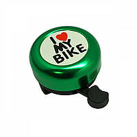 Звонок DN BL-005 I love my bike, зеленый (BL-005-green)