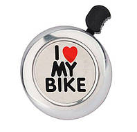 Звонок DN BL-005 I love my bike, серебристый (BL-005-silver)