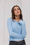 Лонгслів arjen жіночий однотонний укорочений кофточка рубчик L блакитний, фото 2