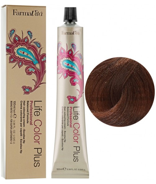 Стійка крем-фарба Farmavita Life Color Plus 7.45 Блондин мідний червоне дерево 100 мл