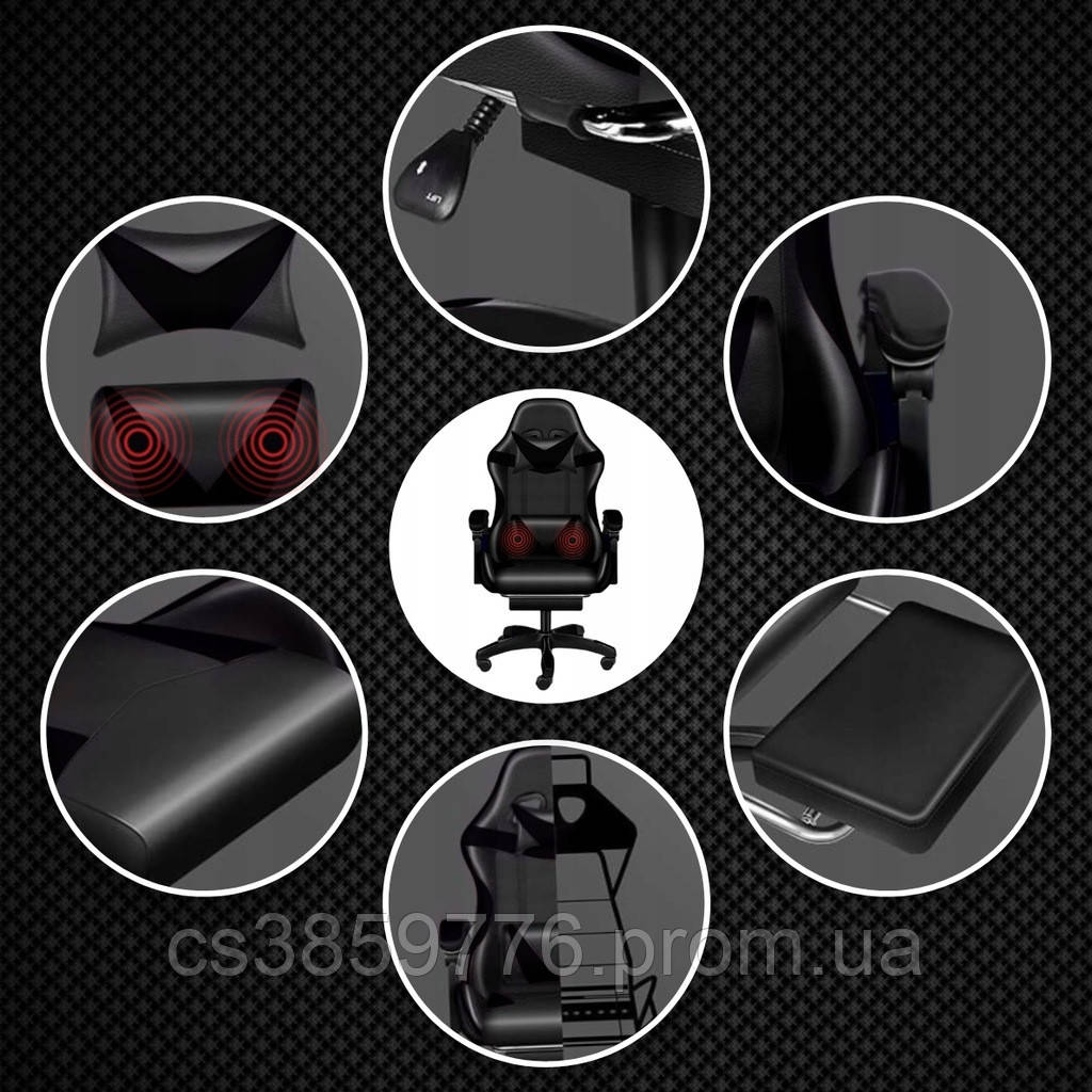 Кресло игровое геймерское PLAYER с подставкой для ног Black (100003) HBB - фото 4 - id-p2174560453