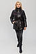Стильна жіноча демісезонна чорна куртка з поясом, великі розміри - фото 5 - id-p2174600818