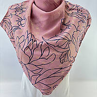 Нежный весенний платок на голову с золотым напылением. Натуральный турецкий хлопковый платок Розовый