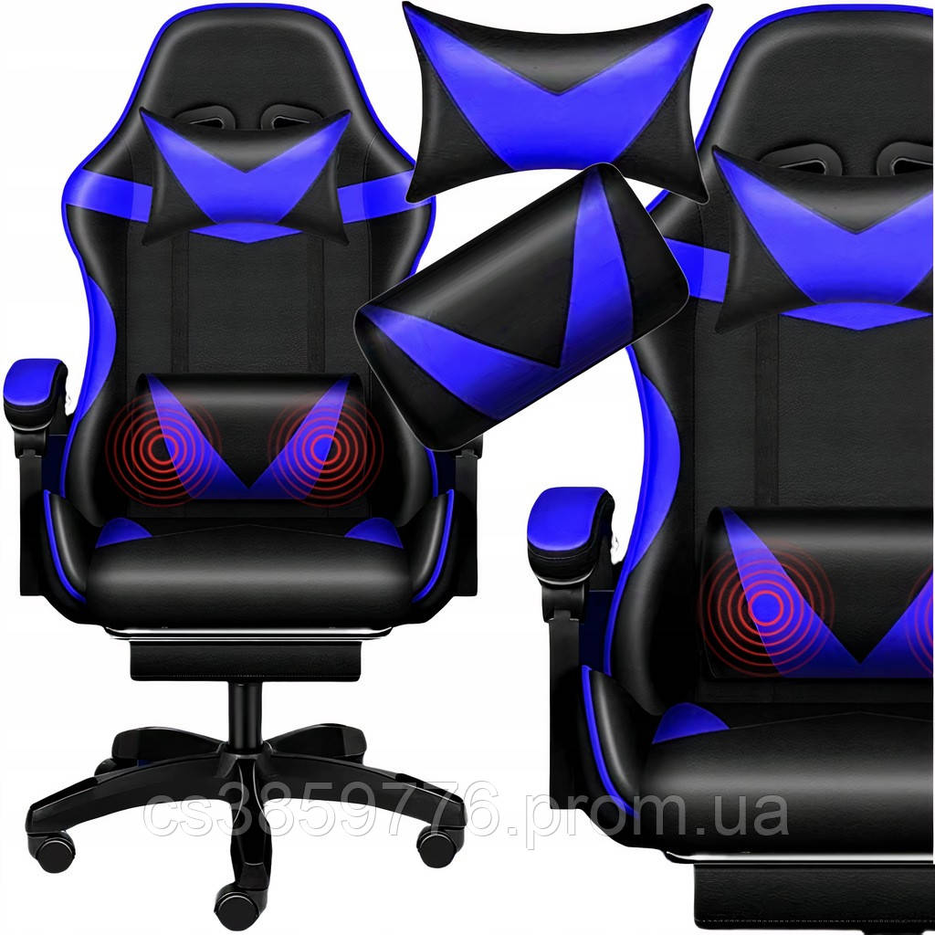 Кресло игровое геймерское PLAYER с подставкой для ног Blue/Black (100002) HBB - фото 3 - id-p2174561191