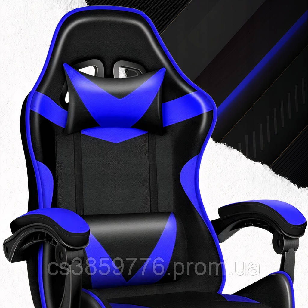 Кресло игровое геймерское PLAYER с подставкой для ног Blue/Black (100002) HBB - фото 4 - id-p2174561191