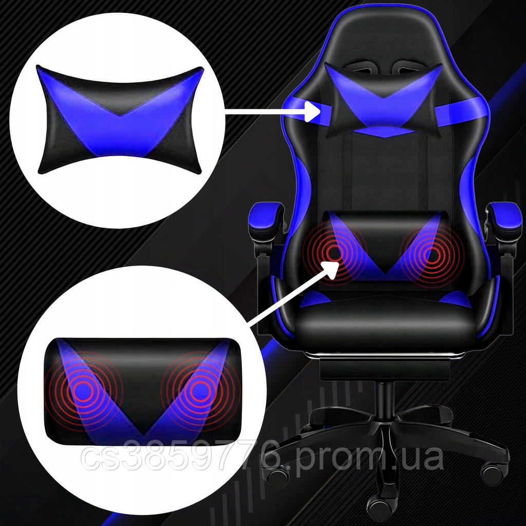 Кресло игровое геймерское PLAYER с подставкой для ног Blue/Black (100002) HBB - фото 6 - id-p2174561191