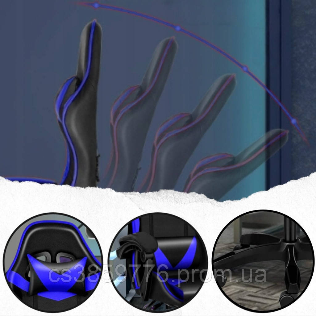 Кресло игровое геймерское PLAYER с подставкой для ног Blue/Black (100002) HBB - фото 7 - id-p2174561191