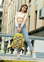 Женский рюкзак из экокожи Sambag Zard LST желтый с орнаментом