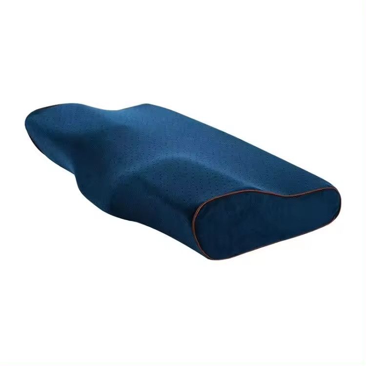 Ортопедична подушка для сну з ефектом пам'яті Memory Foam Вельвет Синій 50*30 см Подушка ортопедична з ефектом пам'яті, фото 1