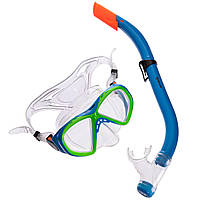 Набір для плавання маска з трубкою Zelart M258-SN93-PVC колір блакитний-жовтий-прозорий ep