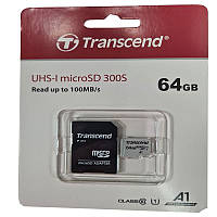 Карта памяти micro-SDXC 64Gb (UHS-1) Transcend 300S 95Mb/s+адаптерSD