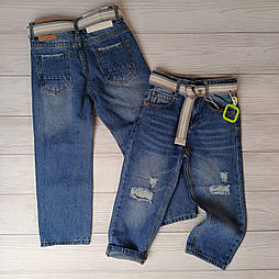 Сині рвані джинси прямого крою на хлопчика в розмірі 116