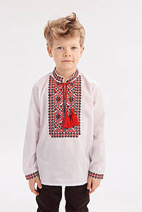 Вишиванка для хлопчика "Марко", дитяча сорочка з червоним орнаментом