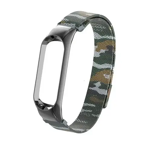 Браслет для Xiaomi Mi Band 5 / 6 METAL MAGNETIC Green Camouflage, фото 1