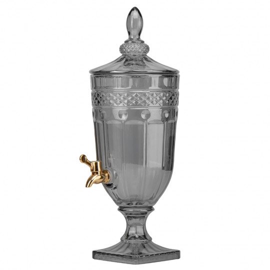 Лимонадниця, скляний глечик для напоїв із краником, диспенсер на 3л., тонований 17*21*48см. (9098-006)