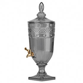 Лимонадниця, скляний глечик для напоїв із краником, диспенсер на 3л., тонований 17*21*48см. (9098-006)