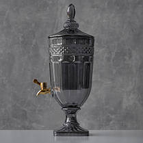 Лимонадниця, скляний глечик для напоїв із краником, диспенсер на 3л., тонований 17*21*48см. (9098-006), фото 2