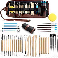 Набір інструментів 36 штук - для різьблення, ліплення, моделювання, тиснення - робота з глиною
