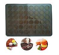 Силиконовый коврик для выпечки макарун, печенья 40 х 30 см коричневый Genes PZ, код: 8248063