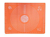 Силиконовый коврик для раскатки и выпечки теста 40 х 50 см оранжевый Genes 2186 PZ, код: 8248072