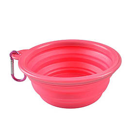 Портативна силіконова миска для собак і котів 250 мл - рожева