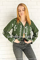 Женский пиджак с вышивкой зеленый