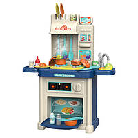 Большая игровая кухня 1 A 110 подсветка, генерация пара, течет вода, игрушечная посуда и продукты