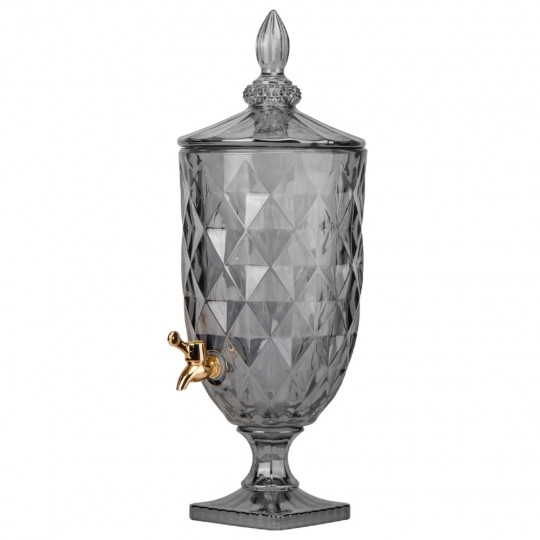 Лимонадниця, скляний глечик для напоїв з краником, диспенсер на 5л., тонований, 26*19*53см. (9098-009)