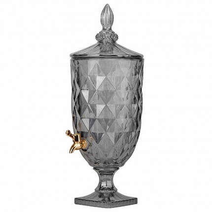 Лимонадниця, скляний глечик для напоїв з краником, диспенсер на 5л., тонований, 26*19*53см. (9098-009), фото 1