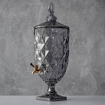 Лимонадниця, скляний глечик для напоїв з краником, диспенсер на 5л., тонований, 26*19*53см. (9098-009), фото 3