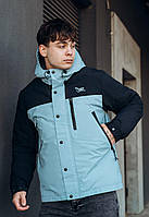 Демисезонная мужская куртка с капюшоном Staff tul light blue & black Adwear Демісезонна чоловіча куртка з