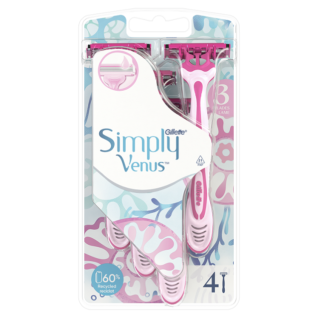 Одноразові бритви Gillette Simply Venus 3 4 штуки, фото 1