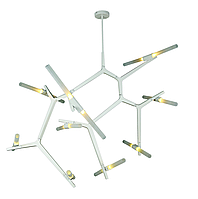 Белая хай-тек люстра на 18 плафонов колб