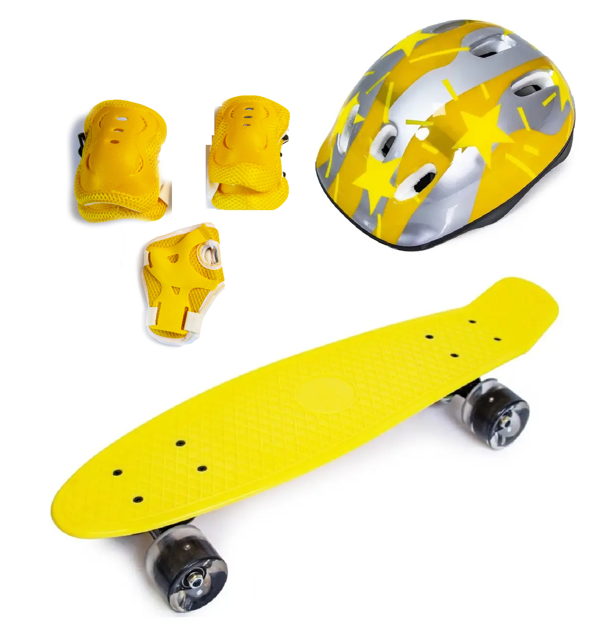 КОМПЛЕКТ Пенніборд із захистом і шоломом PENNY Жовтий