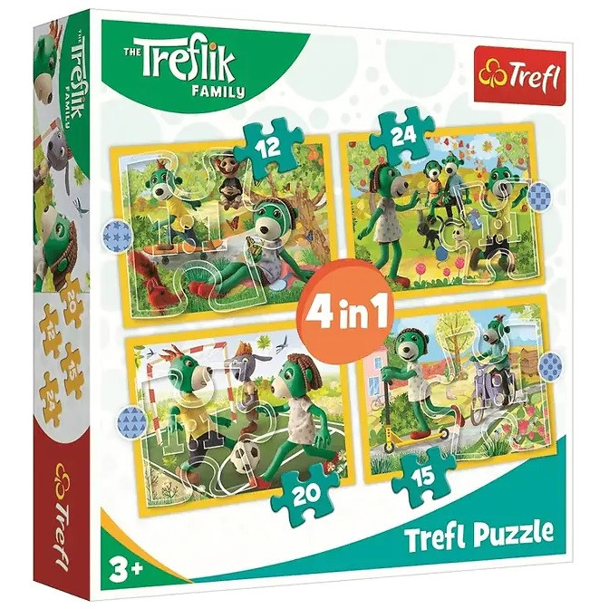 Пазли 4в1 Trefl Трефлики граються разом Сім'я Трефликів 34358, фото 1