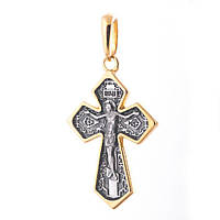 Серебряный православный крест с позолотой Распятие 132424 Оникс BM, код: 6735774